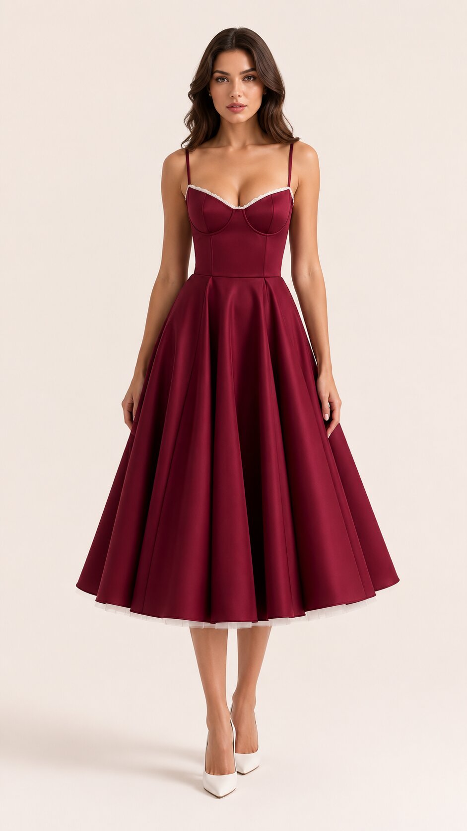 SELINE Midi Dress with Tulle Layers and Secret Pockets