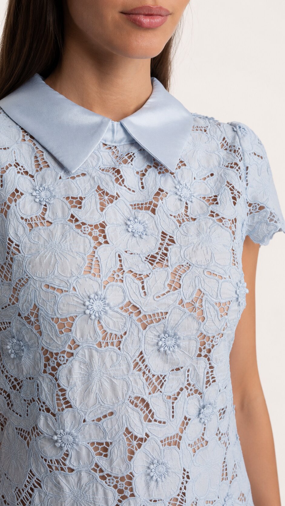 SERAPHINA Floral Lace Collar Mini Dress