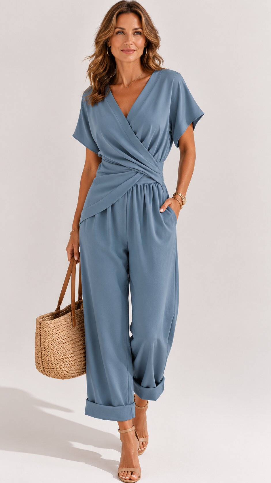 SERENA Wrap Front Two-Piece Set
