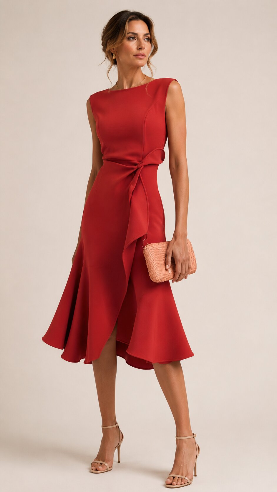 SHAKILA Draped Asymmetric Midi Dress
