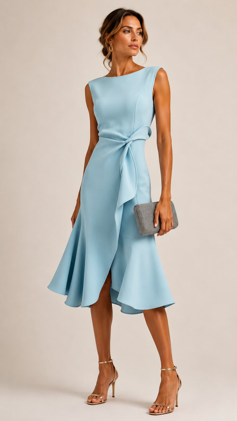 SHAKILA Draped Asymmetric Midi Dress