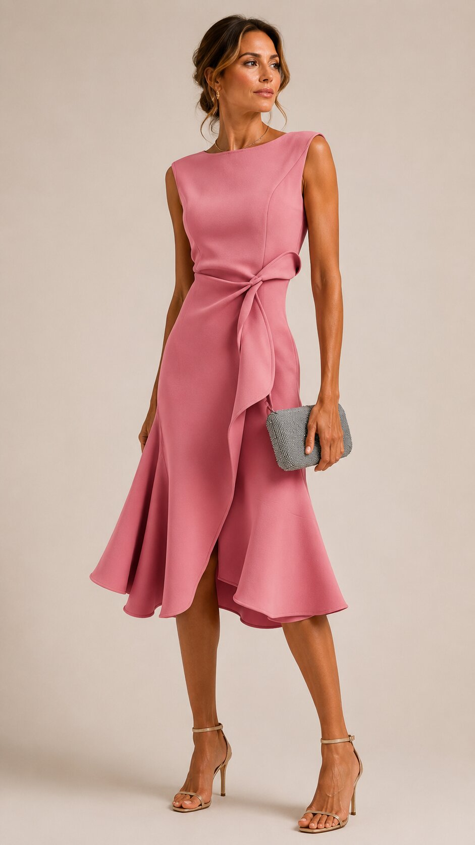 SHAKILA Draped Asymmetric Midi Dress