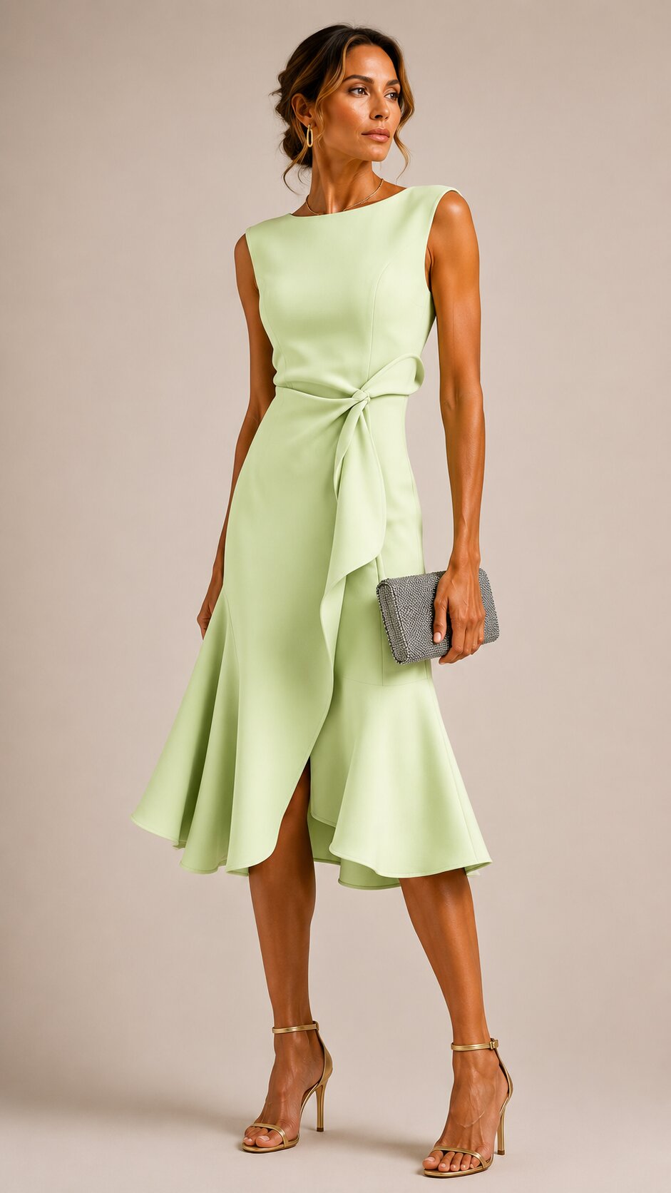 SHAKILA Draped Asymmetric Midi Dress