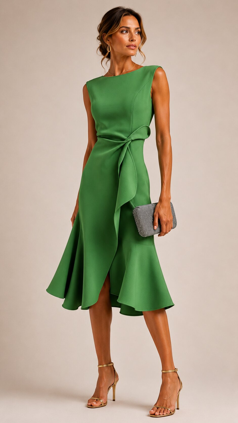 SHAKILA Draped Asymmetric Midi Dress
