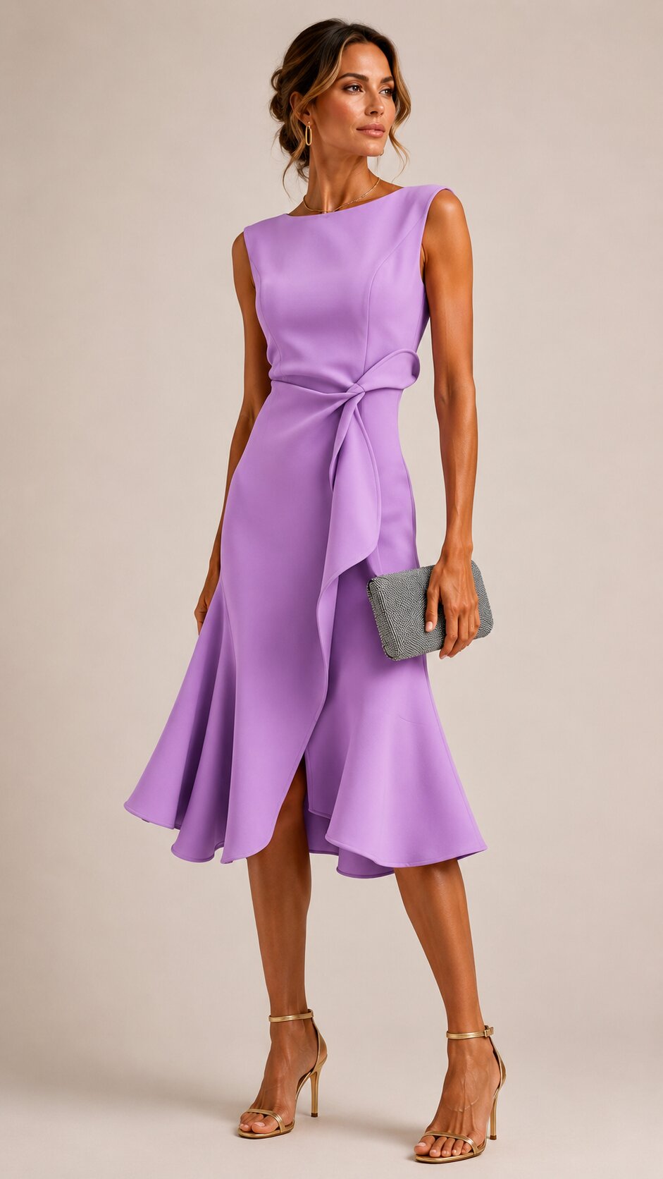 SHAKILA Draped Asymmetric Midi Dress