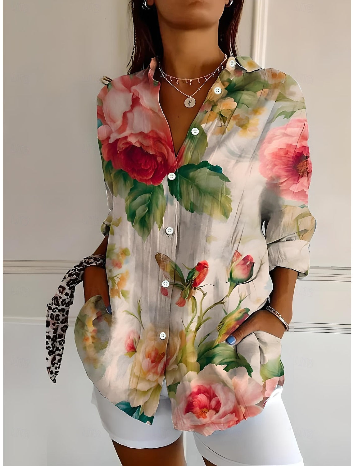 TALIA Colorful Floral Print Blouse