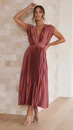 DELIA Pleated Midi Dress