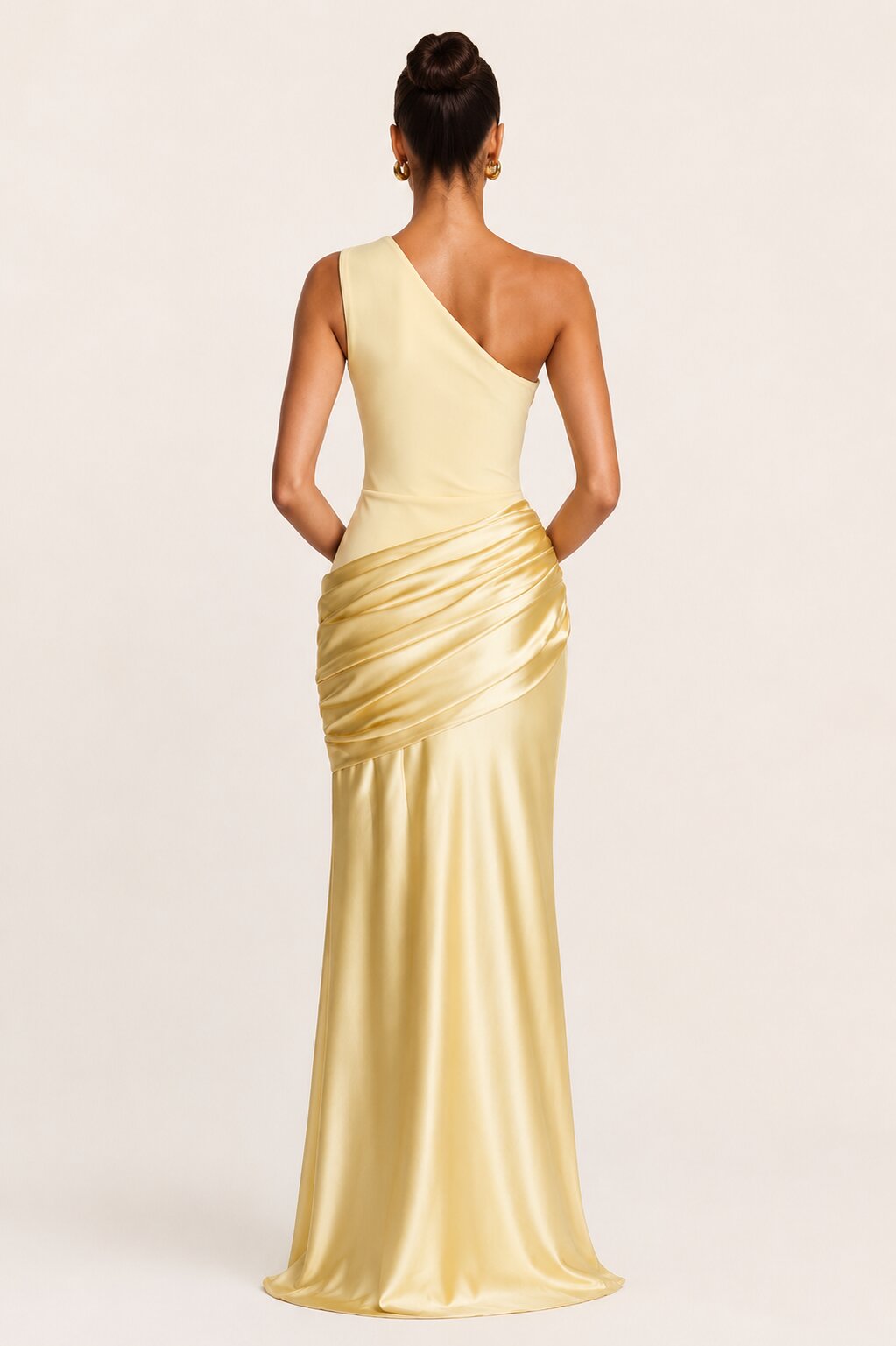 Sadona One-Shoulder Draped Satin Maxi Dress
