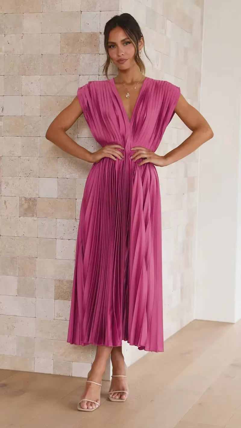 DELIA Pleated Midi Dress