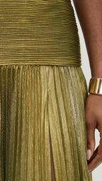 AURELIA Gold Halter Gown Maxi Dress