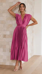 DELIA Pleated Midi Dress