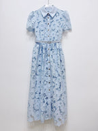 SERAPHINA Lace Fitted Midi Dress With Collar