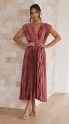 DELIA Pleated Midi Dress