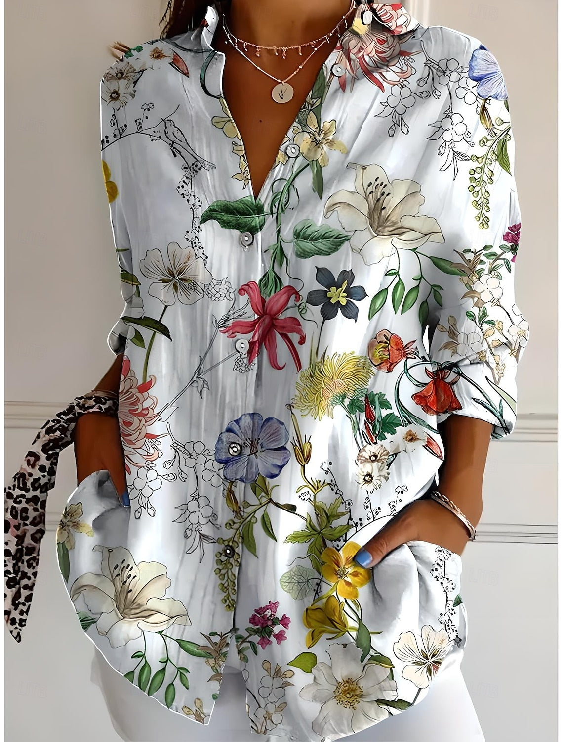 TALIA Colorful Floral Print Blouse