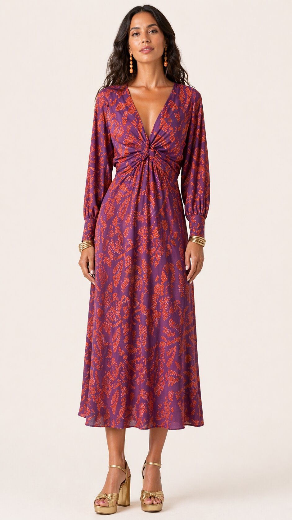 ELARA Long Sleeve Midi Dress