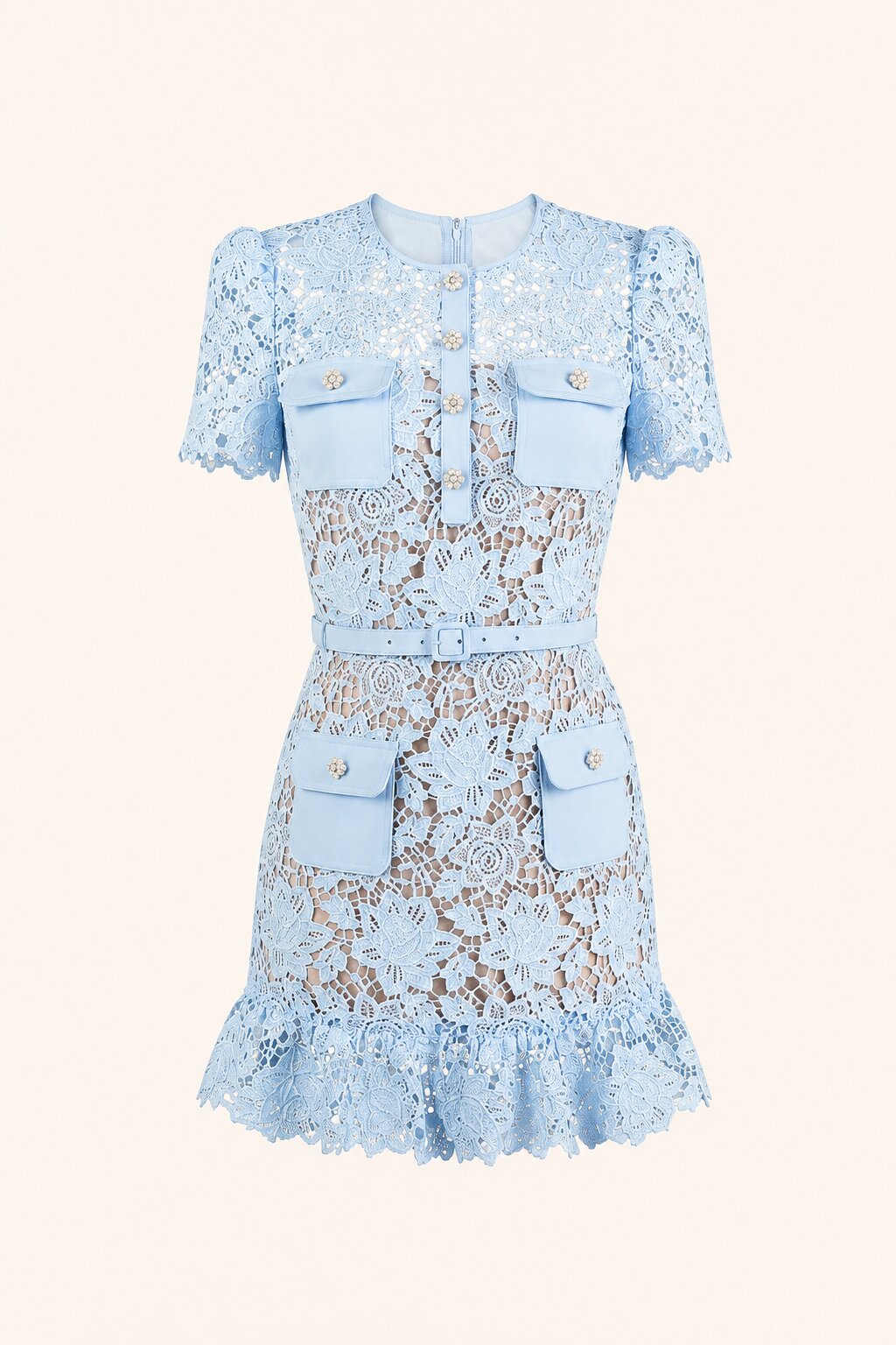VIVIENNE Lace Embroidered Mini Dress