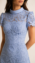 ÉLISE Floral Lace Midi Dress With Collar