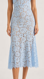 AVALINE Short Sleeve Lace Midi Dress