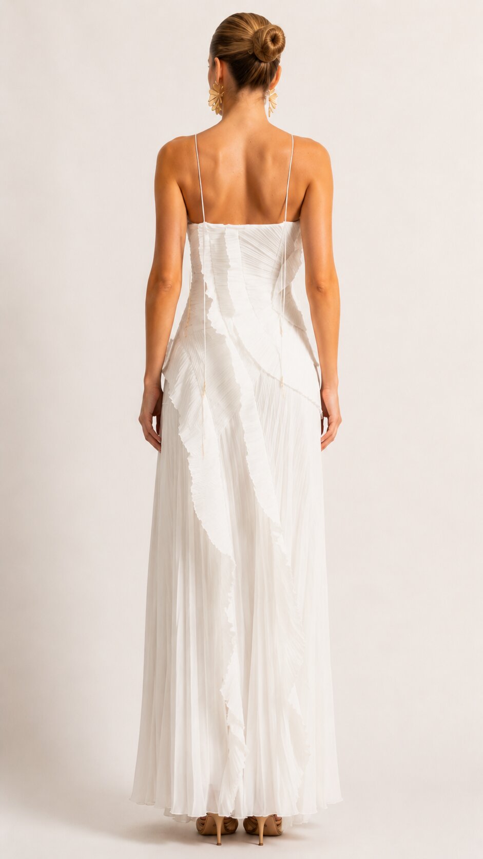 AMARIS Pleated Ruffle Maxi Dress