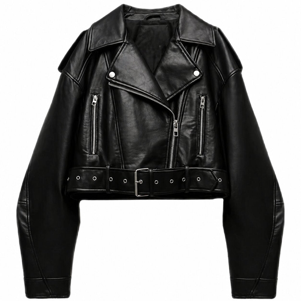 VALORA Cropped Leather Jacket