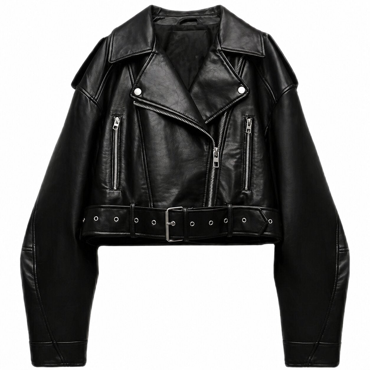 VALORA Cropped Leather Jacket