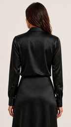 ROSALIA Satin Draped Shirt