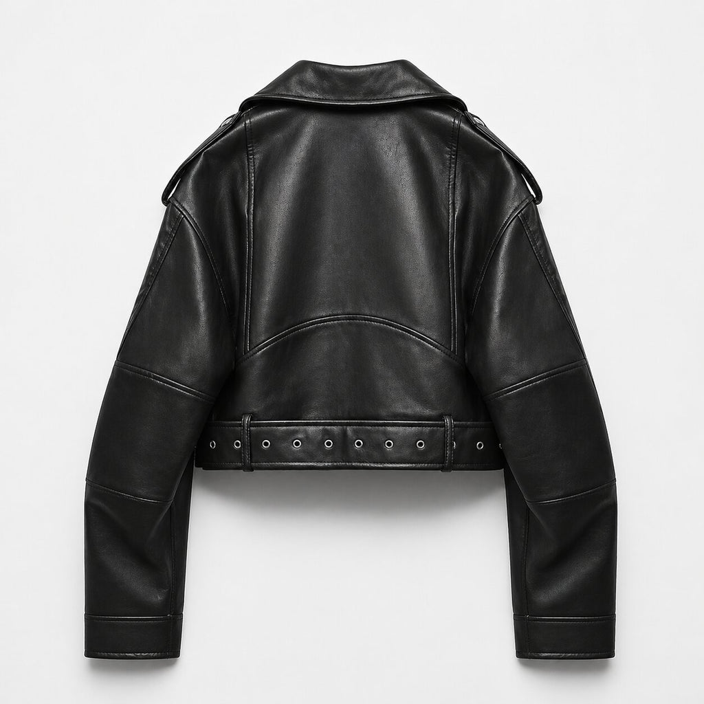VALORA Cropped Leather Jacket