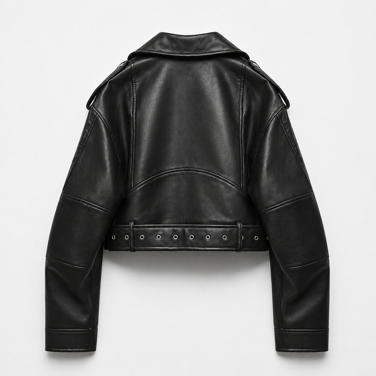 VALORA Cropped Leather Jacket