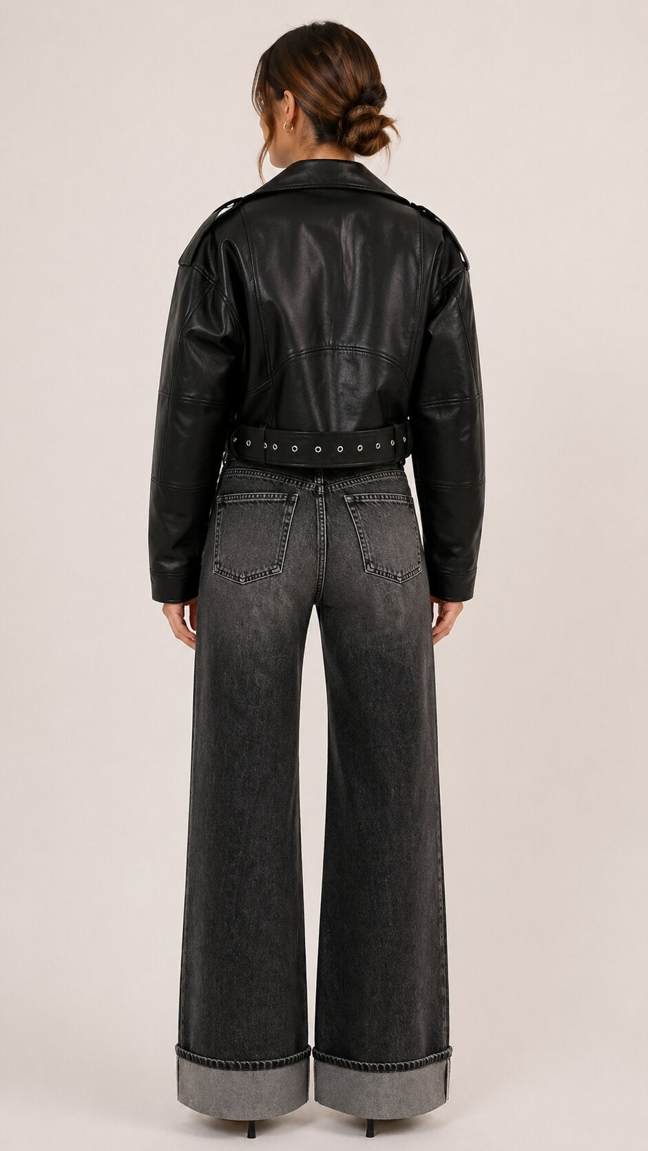 VALORA Cropped Leather Jacket