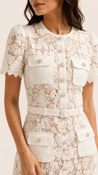VIVIENNE Lace Embroidered Mini Dress
