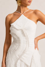 AMARIS Pleated Ruffle Maxi Dress