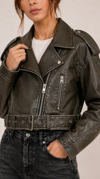VALORA Cropped Leather Jacket