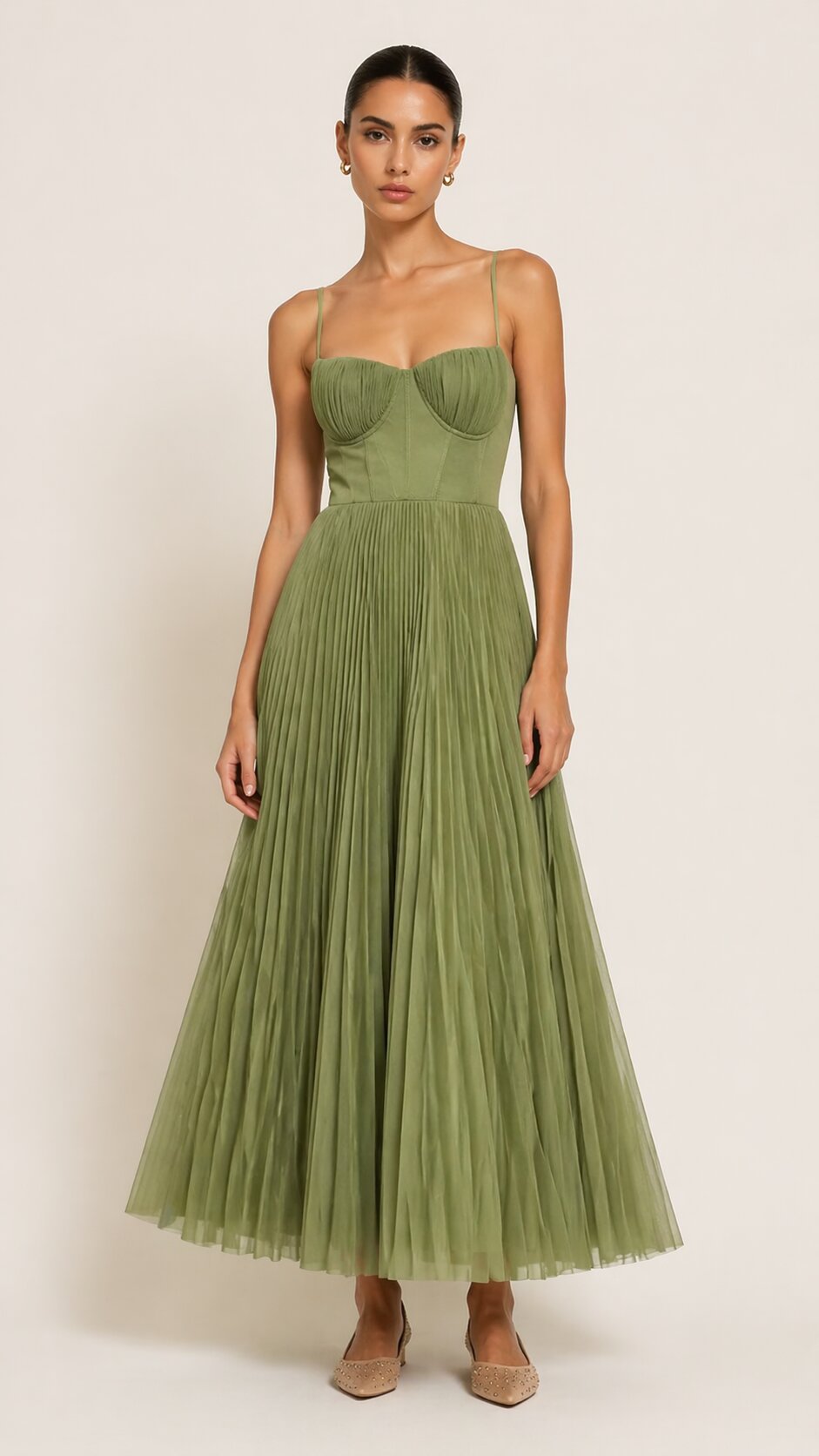 ARIELLA Pleated Maxi Dress  Ellorini