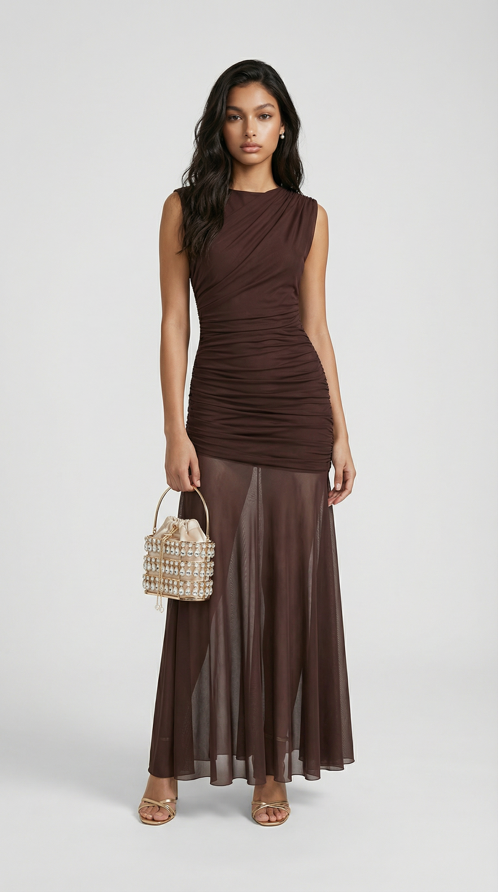 Clair Sculptural Pleated One-Shoulder Maxi Dress